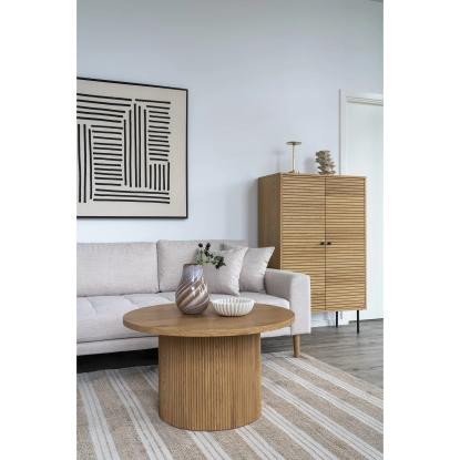 Lounge sofa, venstrevendt i sand med fire puder