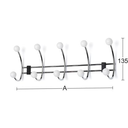 Habo Berry knagerække med 5 knager, 435 mm, hvid/krom