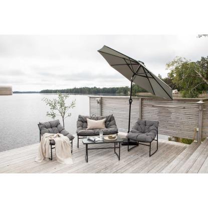 Venture Design Sabal parasol med LED, grå, Ø270 cm