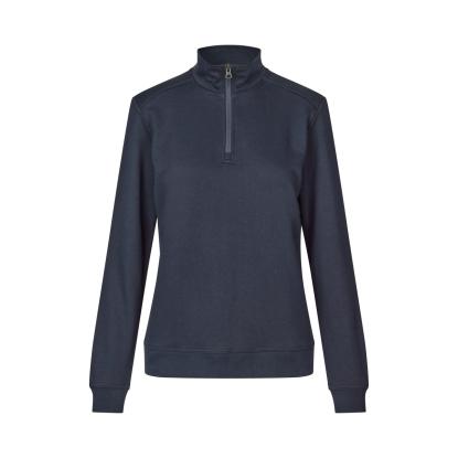 ID PRO Wear CARE 0385 sweatshirt med kort lynlås, ubørstet, dame, navy