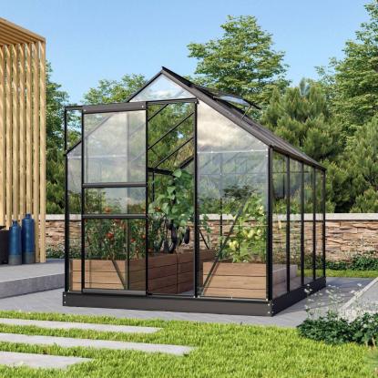 Vitavia Venus 5000 drivhus, sort, 5 m², 3 mm glas, inkl. sokkel