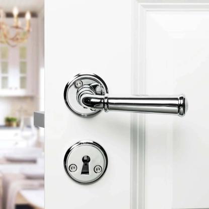 Beslag Design Hampton dørgreb inkl. nøgleplade, krom