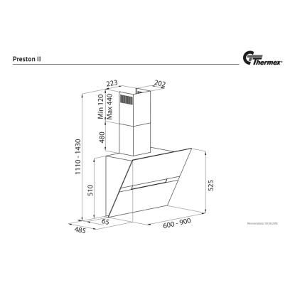 Thermex Preston 2 væghængt emhætte, rustfrit stål, 90 cm