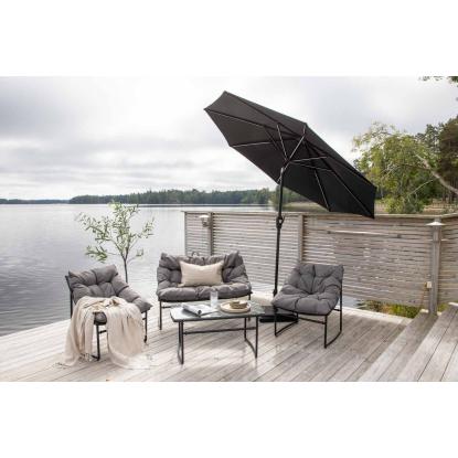 Venture Design Sabal parasol med LED, sort, Ø270 cm