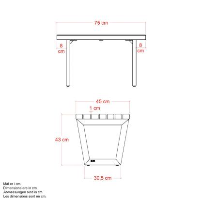 PLUS Siesta Living skammel/bord, sort, 75 cm