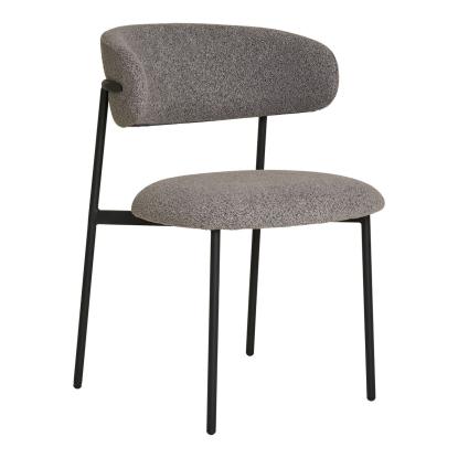 Mira spisebordsstol, bouclé og sorte ben, lysegrå