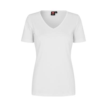 ID 0506 Interlock T-shirt med v-hals, dame, hvid