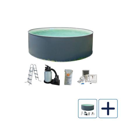 Summer Fun poolsæt med stålvægge, inkl. sandfilter og stige, antracitgrå