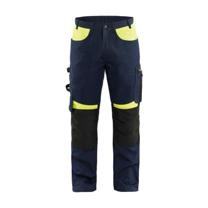 Blåkläder 1556 håndværker buks, mørk marineblå/hi-vis gul