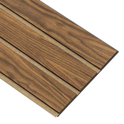 I-Wood Medio+ 3-lamel akustikpanel, klar olieret, brun filt og sort kerne, valnøddefiner, 17 x 300 mm