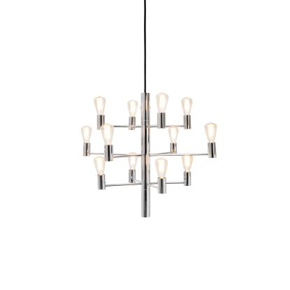 Herstal Manola LED lysekrone, 12 x E14, dæmpbar, krom