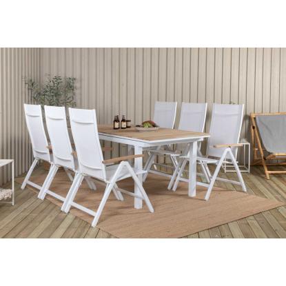 Venture Design Mexico havebord, teaktræ, natur/hvid, 90 x 160/240 cm