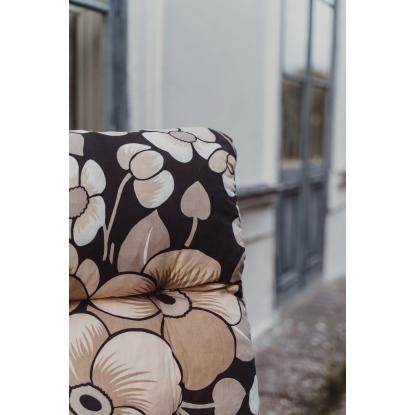 Varax Baden stol, hvid stel, sort/beige-blomstret