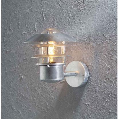 Konstsmide Modena væglampe up, IP44, Ø22 x 24 cm, galvaniseret