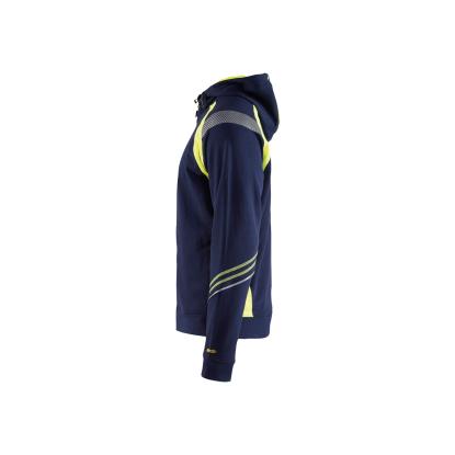 Blåkläder 3433 hættetrøje full zip, marineblå/hi-vis gul