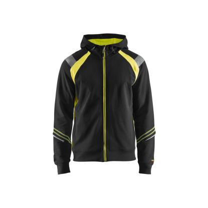 Blåkläder 3433 hættetrøje full zip, sort/hi-vis gul