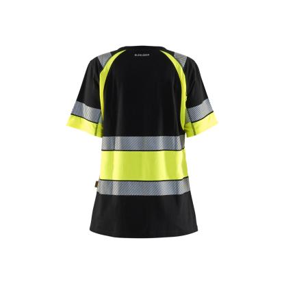 Blåkläder 3410 dame high vis t-shirt, sort/hi-vis gul