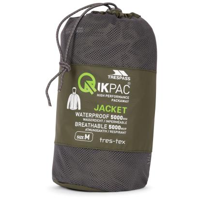 Trespass QIKPAC X packaway regnjakke med pose, unisex, grøn