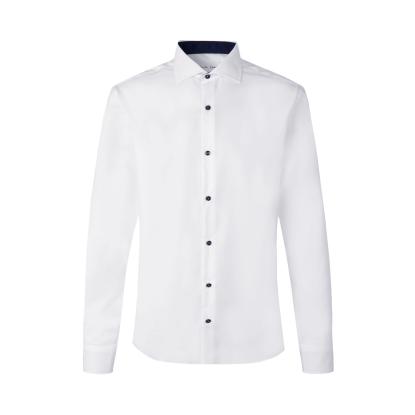 Seven Seas S370 Fine Twill Contrast skjorte, modern, hvid