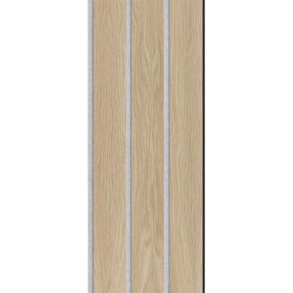 I-Wood Basic 3-lamel akustikpanel, hvid olieret, grå filt og sort kerne, egefiner, 17 x 300 mm 