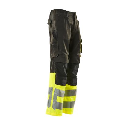 MASCOT SAFE SUPREME Leeds arbejdsbukser med knælommer, sort/hi-vis gul