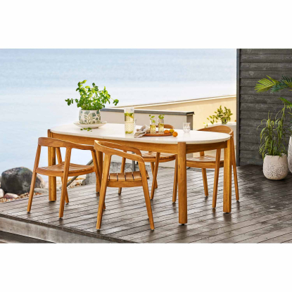 Terracina havebord med terrazzo bordplade, akacie, 95 x 210 cm