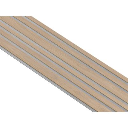 I-Wood Medio+ Mixed akustikpanel, ubehandlet natur, grå filt og lys kerne, egefiner, 16 x 300 mm
