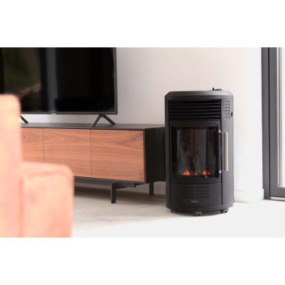 Qlima GH8034 Red Flame gasovn med kunstig kul effekt, 18-44 m²