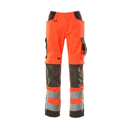 MASCOT SAFE SUPREME Kendal arbejdsbukser med knælommer, hi-vis rød/mørk antracit