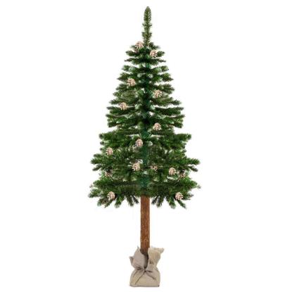 Kunstigt juletræ med træstamme og fyrrekogler, 180 cm