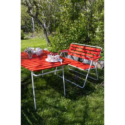 Varax Retro cafébord, sammenklappelig, buet, hvid/rød - 74 x 120 cm