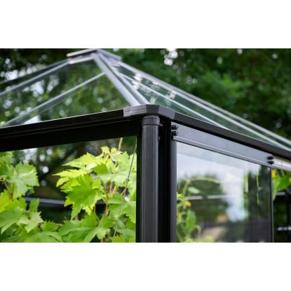 Halls Qube Square pavillondrivhus 6,3 m², sort, 3 mm hærdet glas