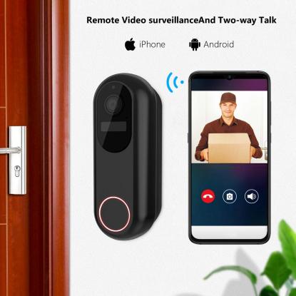 E-Line videodørklokkesæt med WiFi, Tuya, sort
