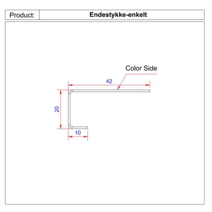 Facadeprofil, endestykke, enkelt, antracit - 3 meter