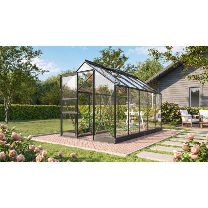 Vitavia Apollo drivhus 6200, 6,2 m², sort, 3 mm glas, inkl. sokkel