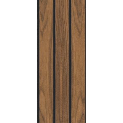 I-Wood Medio+ 3-lamel akustikpanel, klar olieret, sort filt og sort kerne, valnøddefiner, 17 x 300 mm