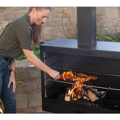 Westmann havepejs med grillrist, sort, 160 x 90 x 41 cm