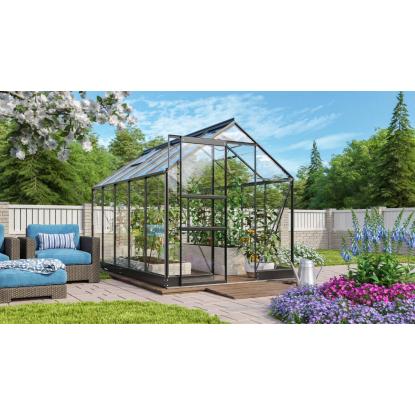 Vitavia Apollo drivhus 6200, 6,2 m², sort, 3 mm glas, inkl. sokkel