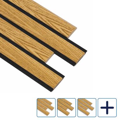 I-Wood Pro+ I-Lock 4-lamel akustikpanel, brun olieret, lys kerne, egefiner, 16 x 300 x 2400 mm