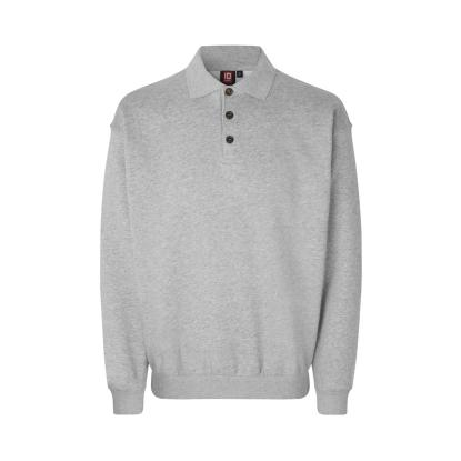 ID 0601 polosweatshirt, klassisk, grå melange