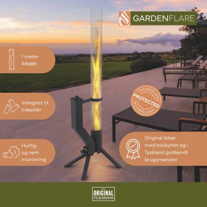 Gardenflare Klassisk ildrør, sort, H130,6 cm