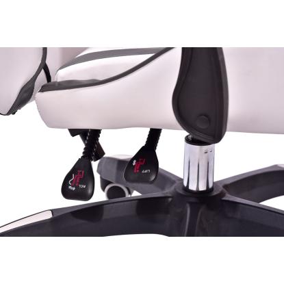 Gamestol, ergonomisk, læder, hvid/grå/lime