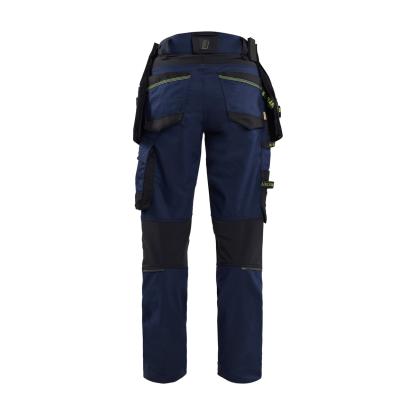 Blåkläder 7170 striker dame håndværkerbuks med stretch, mørk marineblå/hi-vis gul