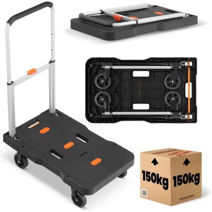 Transportvogn, foldbar, sort, maks. 150 kg
