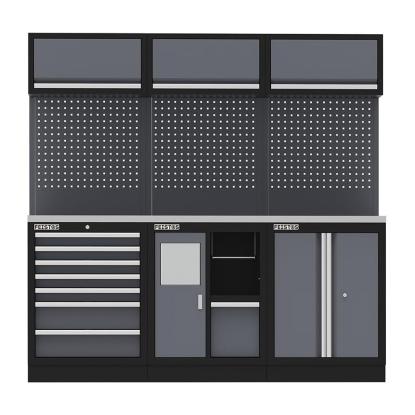 Feistos Apollo 11E værkstedsmodul, stål/rustfri stålplade, antracitgrå/sort, 200 x 204 x 46 cm