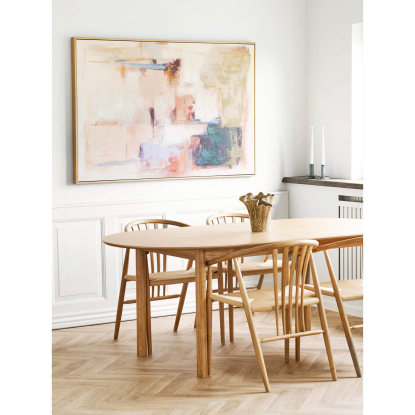 Inez canvastryk med håndmalede detaljer, sandbeige, 100 x 150 cm
