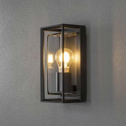 Konstsmide Brindisi væglampe, IP54, 26 x 13 cm, sort