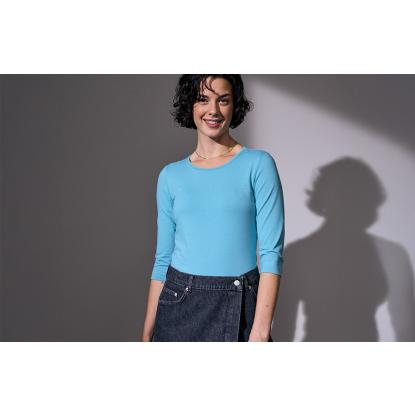 ID 0597 Stretch T-shirt med korte ærmer, dame, støvet aqua