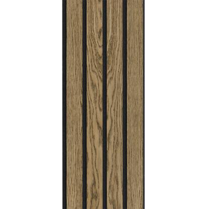 I-Wood Medio+ 4-lamel akustikpanel, mørkebrun olieret, sort filt og sort kerne, egefiner, 17 x 300 mm