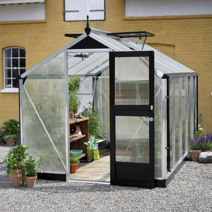 Juliana Compact drivhus 6,6 m², alu/sort, 10 mm poly